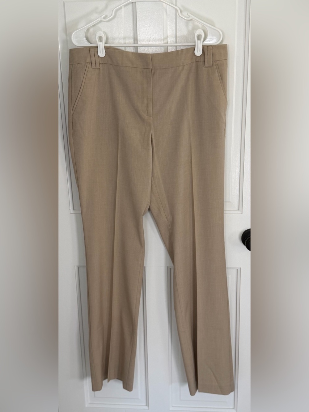 New York & Company Tan Stretch Straight Leg Dress Pants 14 Tall 34” Inseam